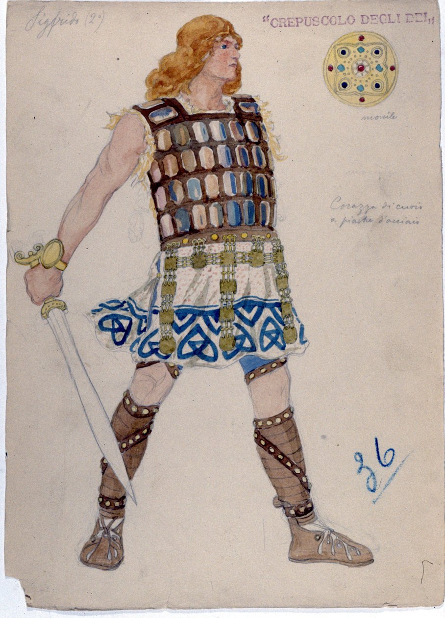 Representation av karaktären "" Siegfried"" för "" The Twilight of the Gods""". "Der ring des Nibelungen" av Unknown artist