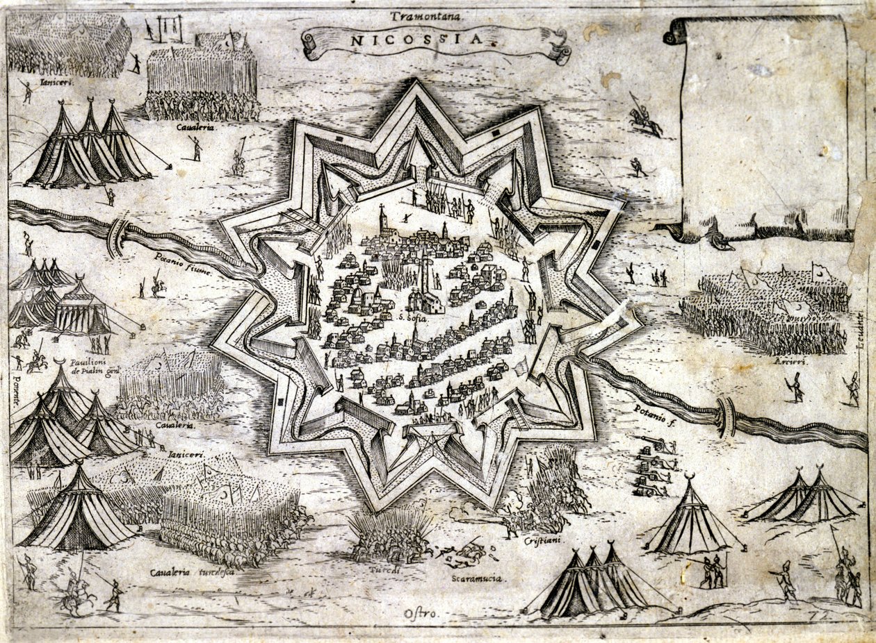 Representation av belägringen av Nicosia på ön Cypern 1191 under det 3:e korståget av Richard Lion Heart. 1500-talet. av Unknown artist