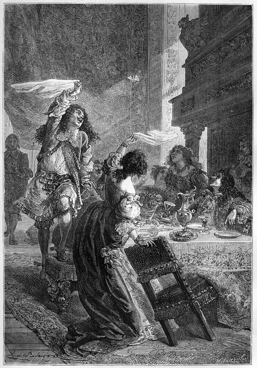 Restoration Party - The King Charles II (1630-1685) with Lady Castlemaine (BARBARA VILLIERS, grevinnan av Castlemaine, hertiginna av CLEVELAND älskarinna av Charles II) - Charles II firar sin tillträde till Englands tron 1660 med sin älskarinna, lad av Unknown artist