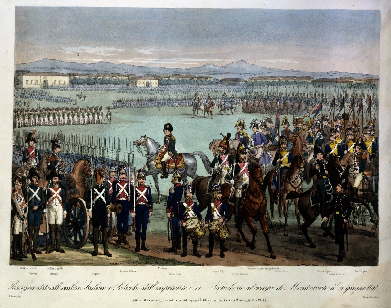 Genomgång av Napoleons italienska och polska milis på Montechiarofältet, 10 juni av Unknown artist
