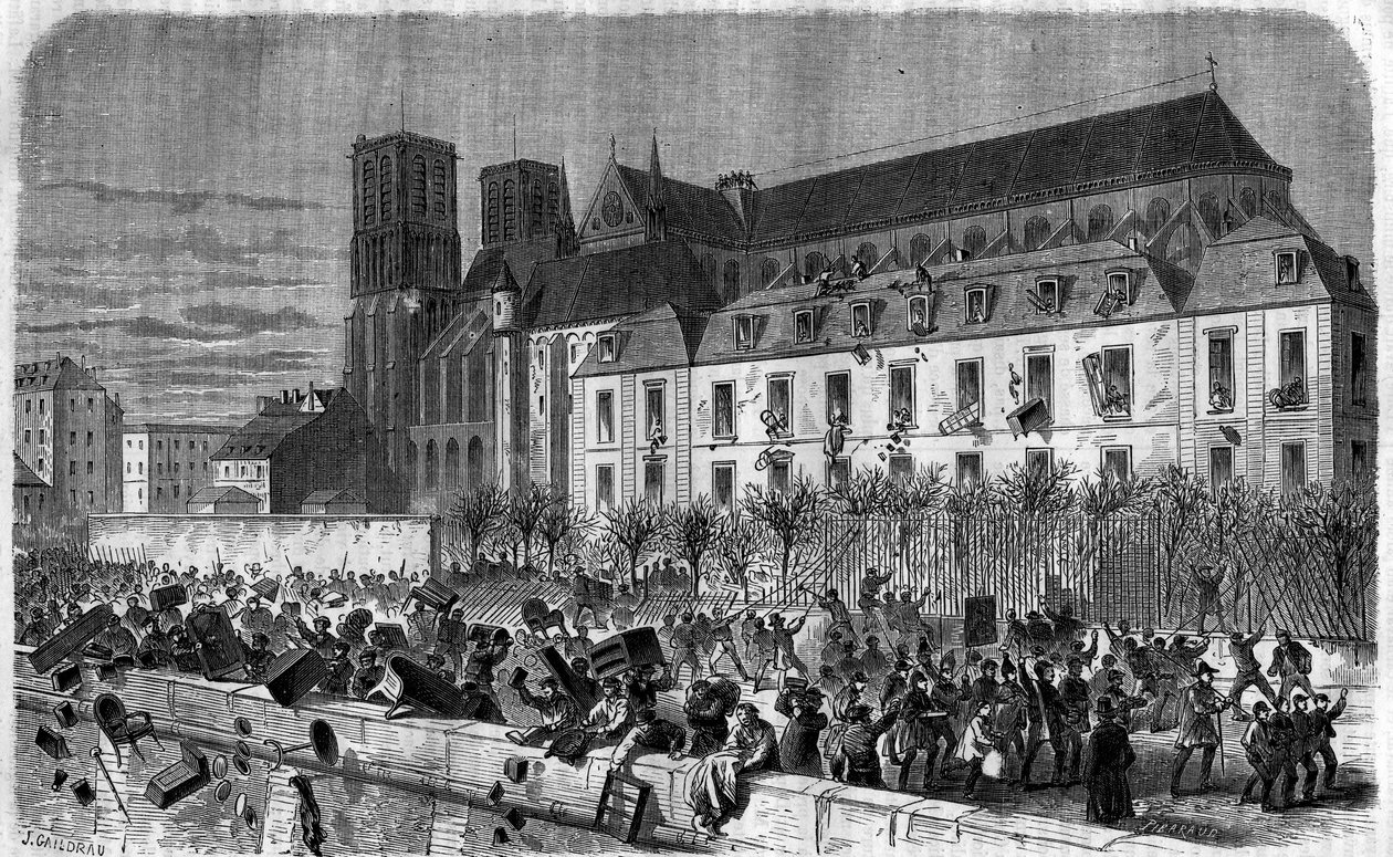 Revolutionen 1830: Plundring av Archeveche i Paris den 15 februari av Unknown artist