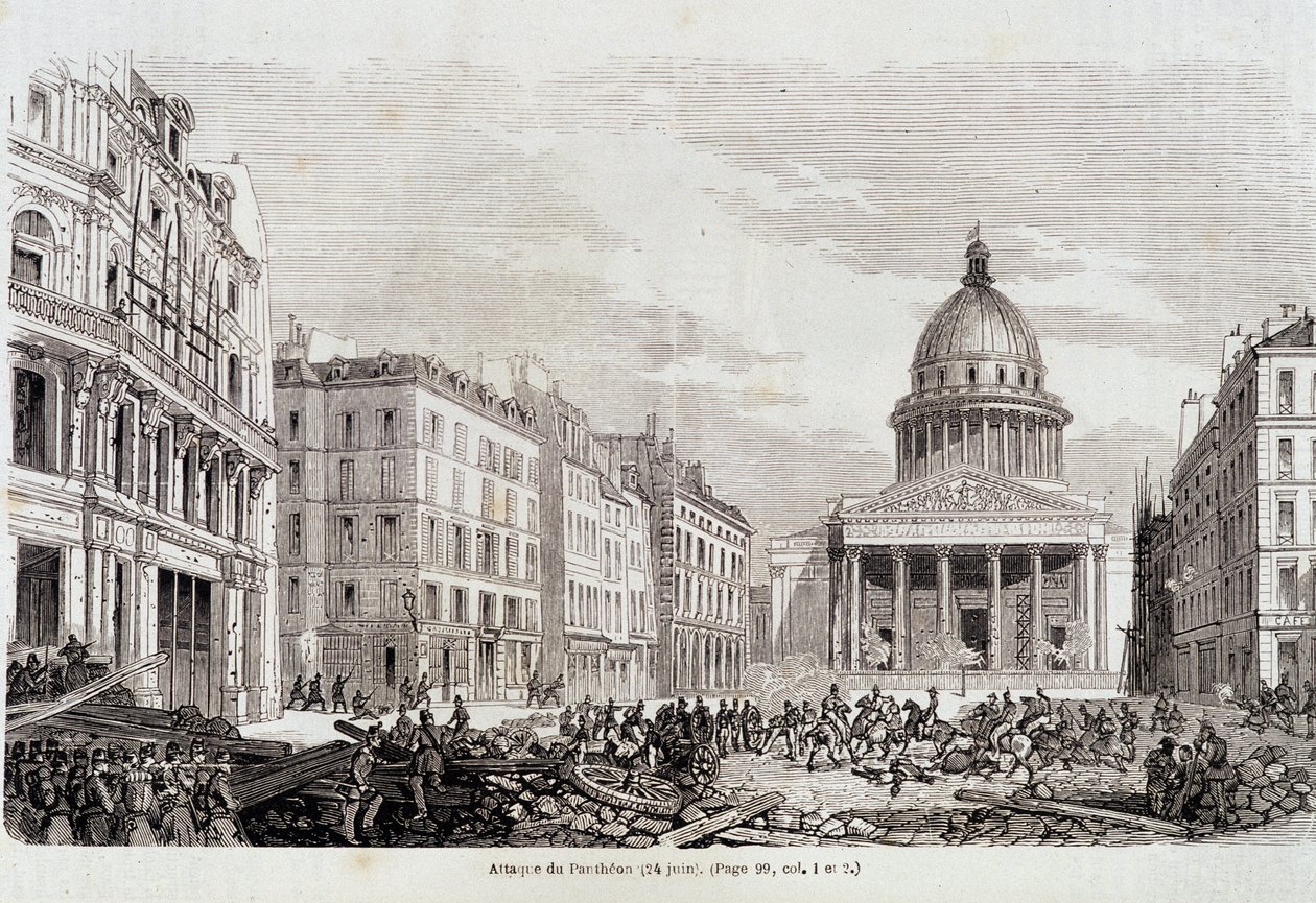 Revolutionen 1848: Pantheonangrepp den 24 juni 1848 - i "" Samtida populärhistoria"" av Unknown artist
