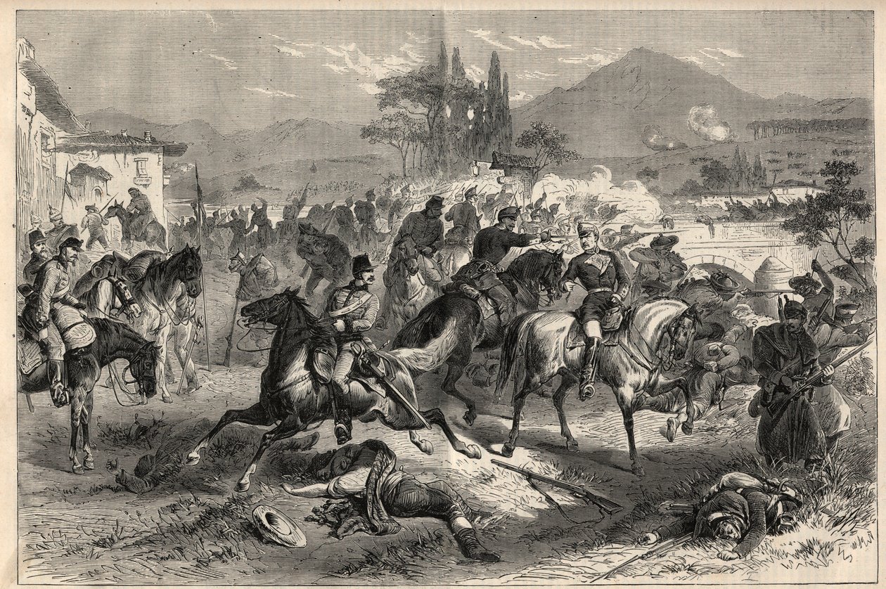 Septemberrevolutionen 1868 i Spanien (Gloriosa): Slaget vid Alcolea nära Cordoba (Cordoba) (20 september av Unknown artist