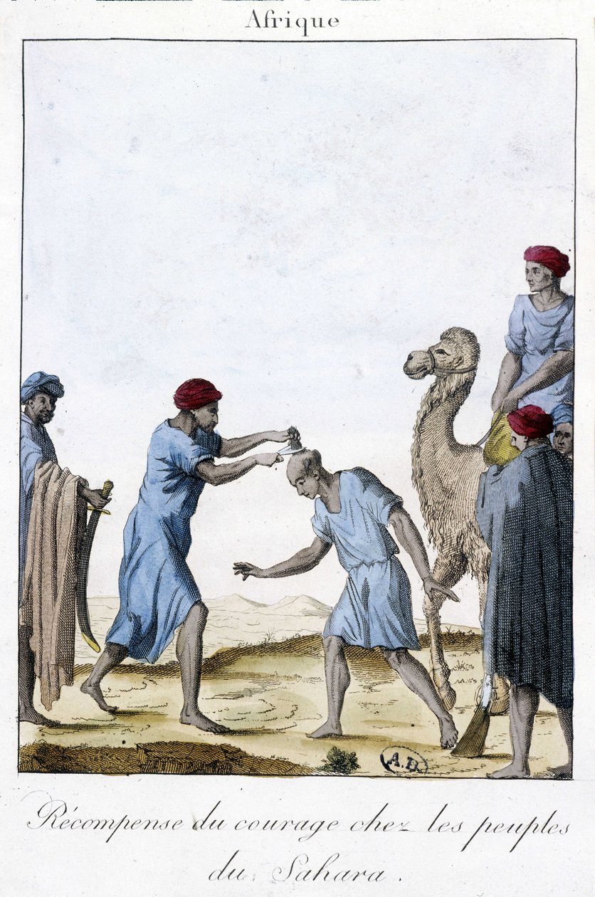 Belöning för mod bland folken i Sahara - Gravyr av Unknown artist