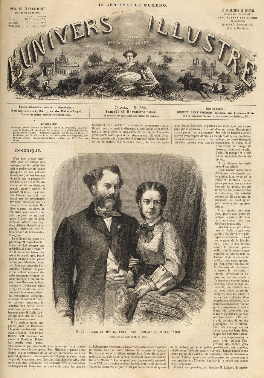Richard Klemens von Metternich (1829-1895) och Pauline Metternich (Pauline Clementine Marie Walburge, grevinna Sandor von Szlavnicza - Prinsessan av Metternich-Winneburg zu Beilstein) (1836-1921) - The Illustrous Universe of 1864 av Unknown artist