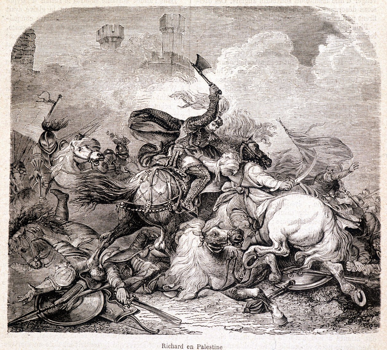 Richard i Palestina. Illustration i "" History of Popes, Kings, Queens, Emperors, through the Centuries"" av Maurice Lachatre 1857 av Unknown artist