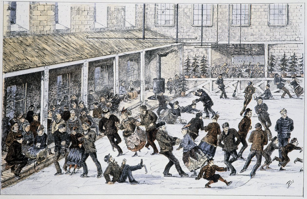 Rink i Halifax, Nova Scotia - i "" Skisser över kanadensisk sport och tidsfördriv"" av Lieut. Henry Buckton Laurence av Unknown artist