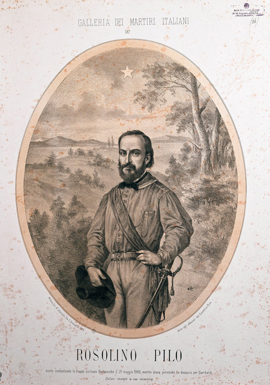 Risorgimento: "" Porträtt av den italienske patrioten Rosolino Pilo (1820-1860) "" av Unknown artist