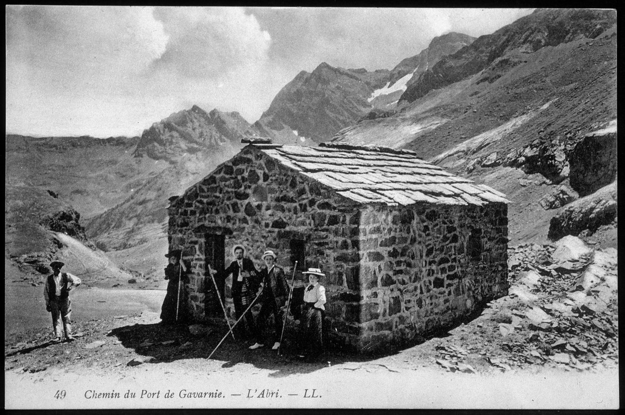 Vägen till hamnen i Gavarnie: skyddet (bergsskydd) - vykort, sent 1800-tal. av Unknown artist