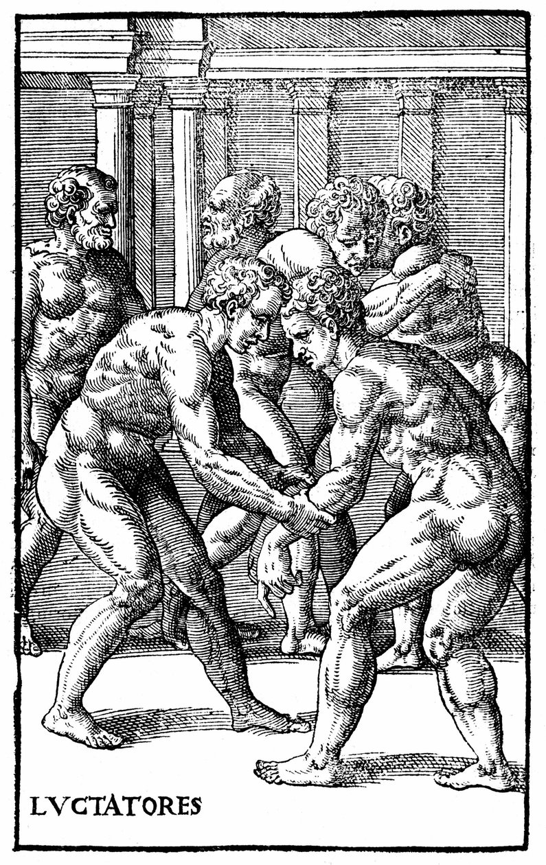Romerska brottare - i "Hieronymi Mercurialis de Arte Gymnastica", Venedig-upplagan av Unknown artist