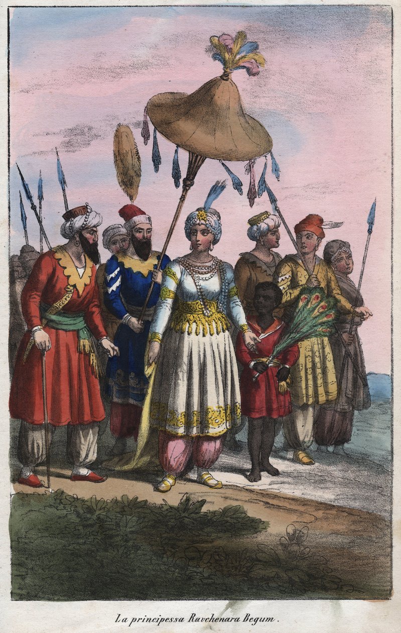 Roshanara Begum 1617-1671 (Roshan Ara Begum) - kejserlig prinsessa av Mughalriket - gravyr från "" Seder och seder för alla folk i universum. Det är historien om regeringen, om lagarna, om milisen, om religionen för alla nationer från de flesta kungar av Unknown artist