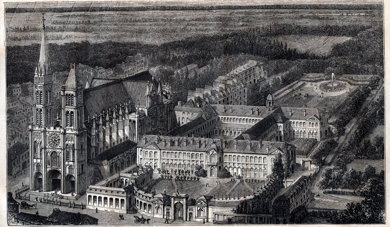 Royal House of Saint-Louis (House of Education of the Legion of Honour) i Saint Denis nära katedralen - Gravyr runt 1867 av Unknown artist