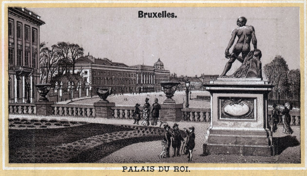 Kungliga slottet i Bryssel, Belgien. Kromolitografi från slutet av 1800-talet. av Unknown artist