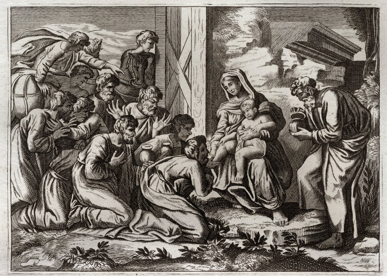 Royaumont Bibeln, Nya testamentet: Tillbedjan av de vise männen. av Unknown artist