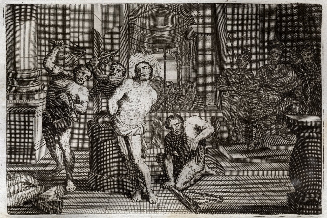 Royaumont Bibeln, Nya testamentet: Piskning av Jesus Kristus. Illustration av 1811. av Unknown artist