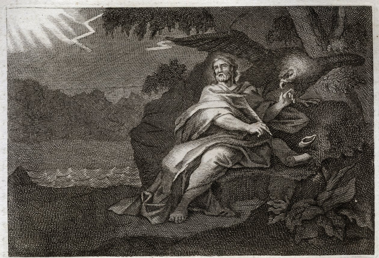 Royaumont Bibeln, Nya testamentet: Evangelisten Sankt Johannes med örnen. Illustration från 1811. av Unknown artist