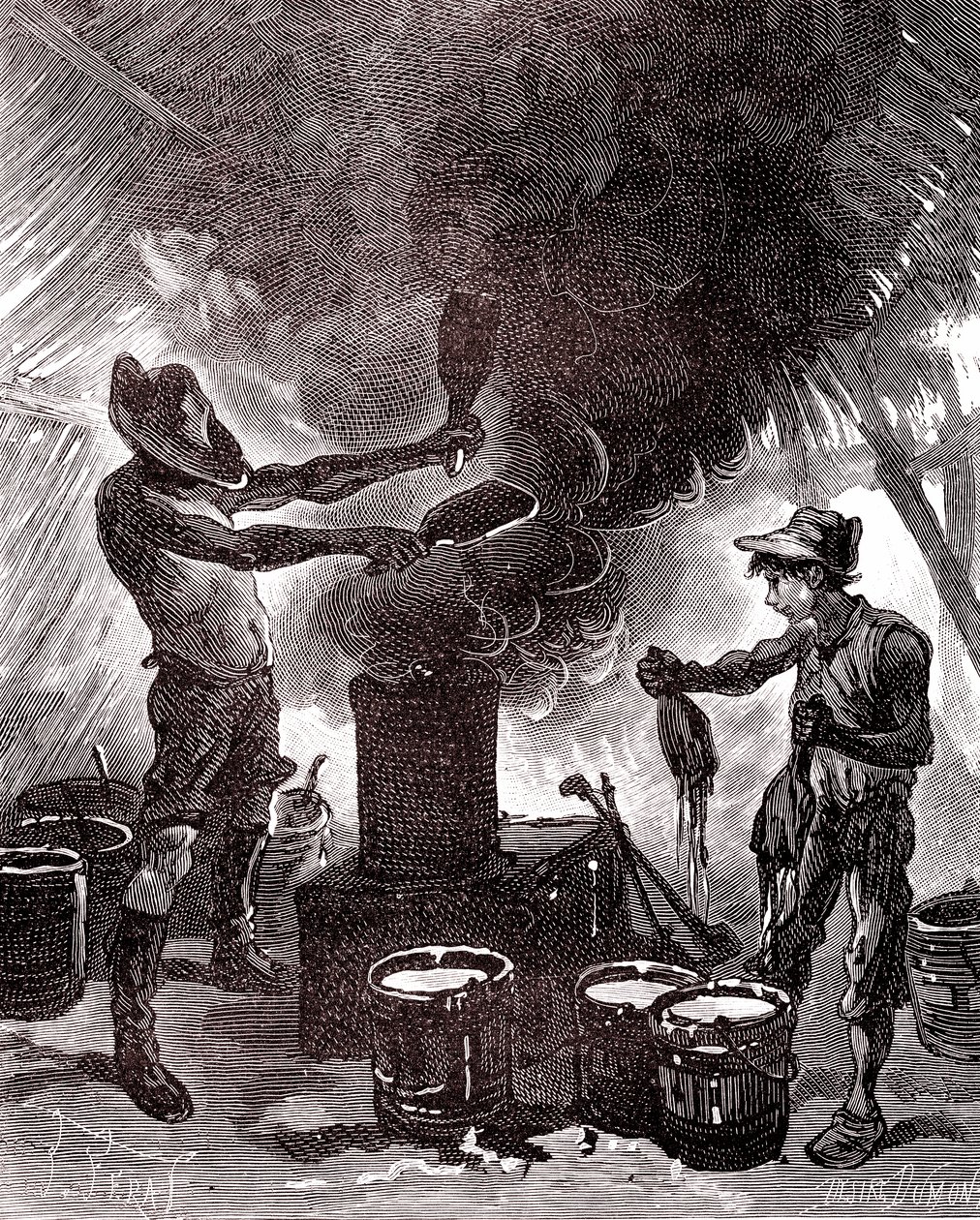 Gummiberedning eller vulkanisering i Brasilienskogen av Unknown artist