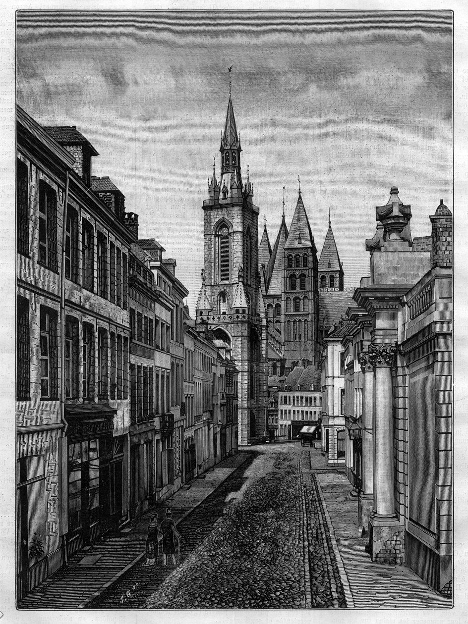 Rue Saint Martin (Abbaye Saint Martin) i Tournay (Tournai) i Belgien 1882 av Unknown artist
