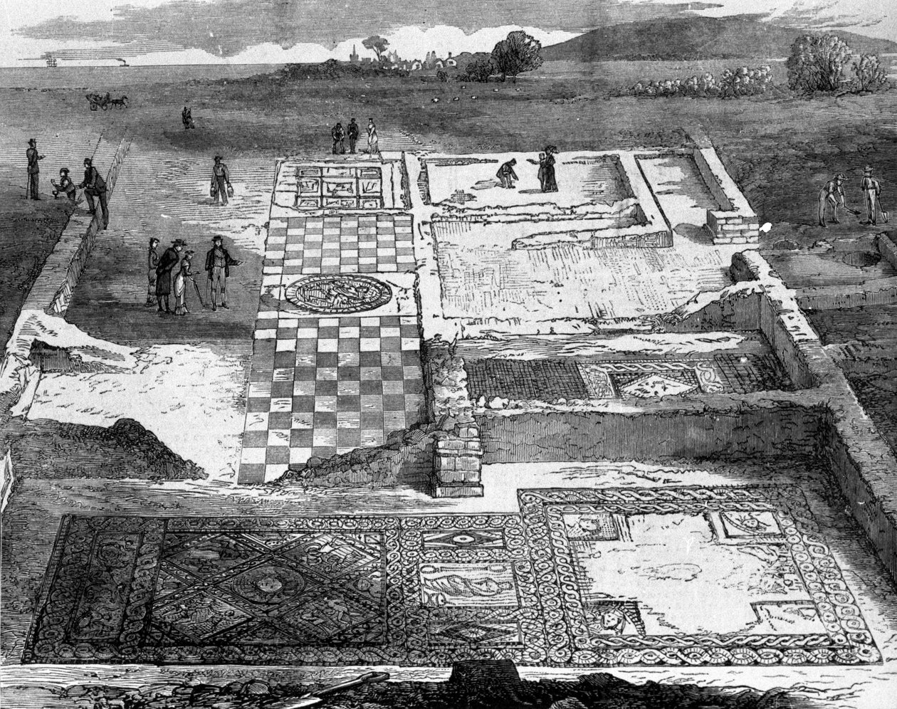 Ruinerna av en romersk villa nära Brading på ön Wight. av Unknown artist