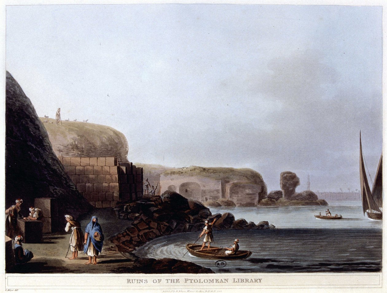 Ruinerna av Ptolemaic Library of Alexandria - i "" Utsikter i Egypten, Palestina och andra delar av det osmanska riket"" av Unknown artist