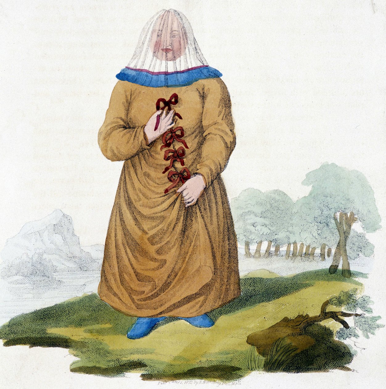 Rysk kvinna av en Ostiak-stam i traditionell dräkt (Khanty eller Khante: Paleosibiriska jägare, etablerade i skogsområdet i den mellersta Ob-dalen). av Unknown artist