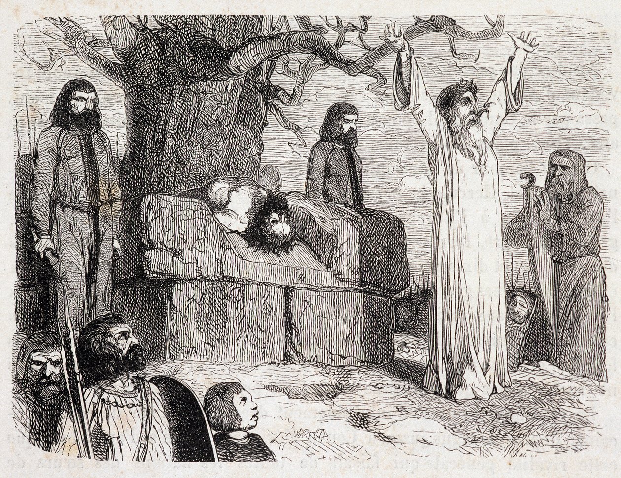 Människooffer av druider - i "Ancient and Modern Brittany"" av Pitre-Chevalier (Pitre Chevalier), redigerad av W. Coquebert av Unknown artist