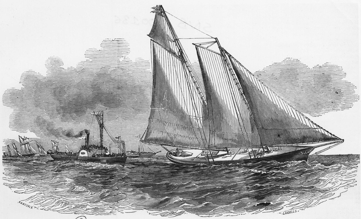 Segling: Amerika vid Cowes-regattan tar huvudet av kapplöpningen - gravyr, Bibl. des arts deco av Unknown artist