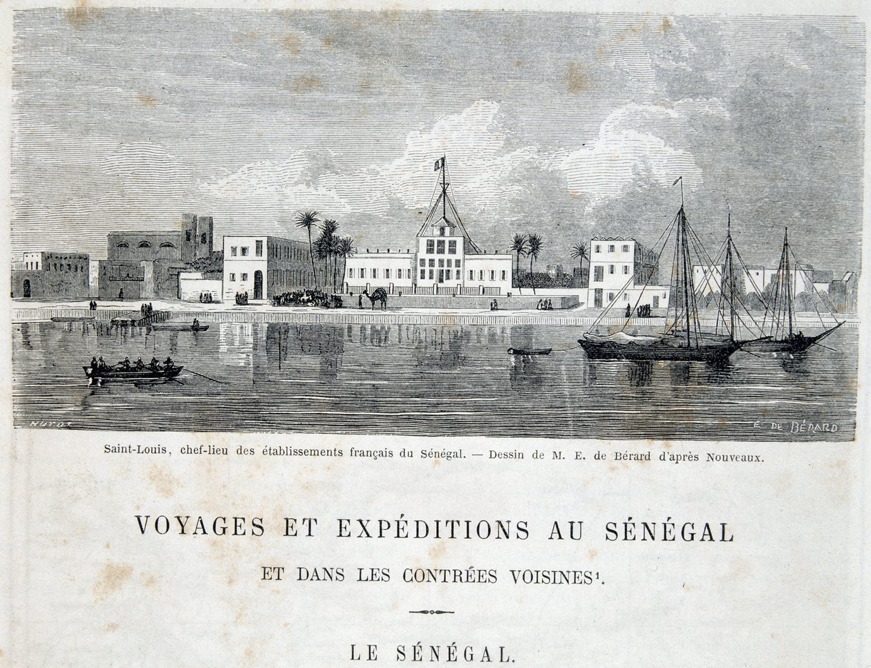 Saint-Louis, huvudstad för franska anläggningar i Senegal - i "" Voyage et voyages au Sénégal"" i Tour du Monde, 2:a trim. 1861 av Unknown artist