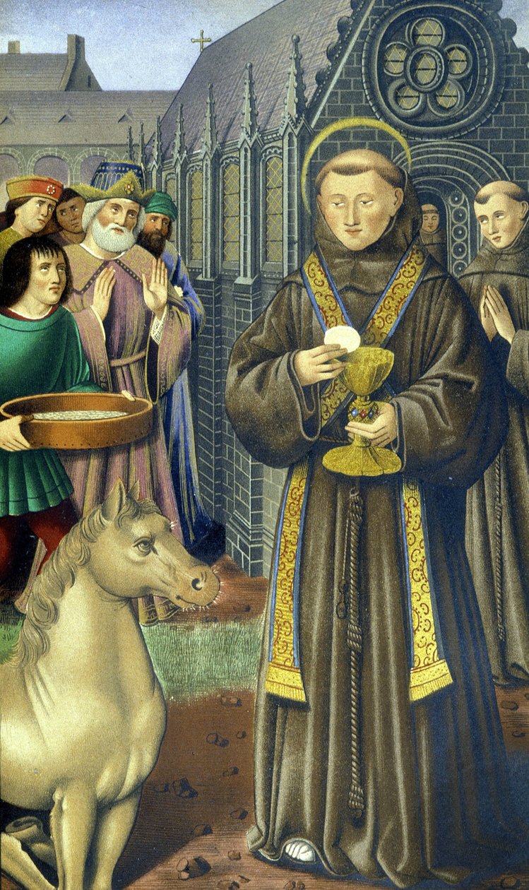 Sankt Antonius av Padua (san antonio di padova) - enligt Anne av Bretagnes timbok av Unknown artist