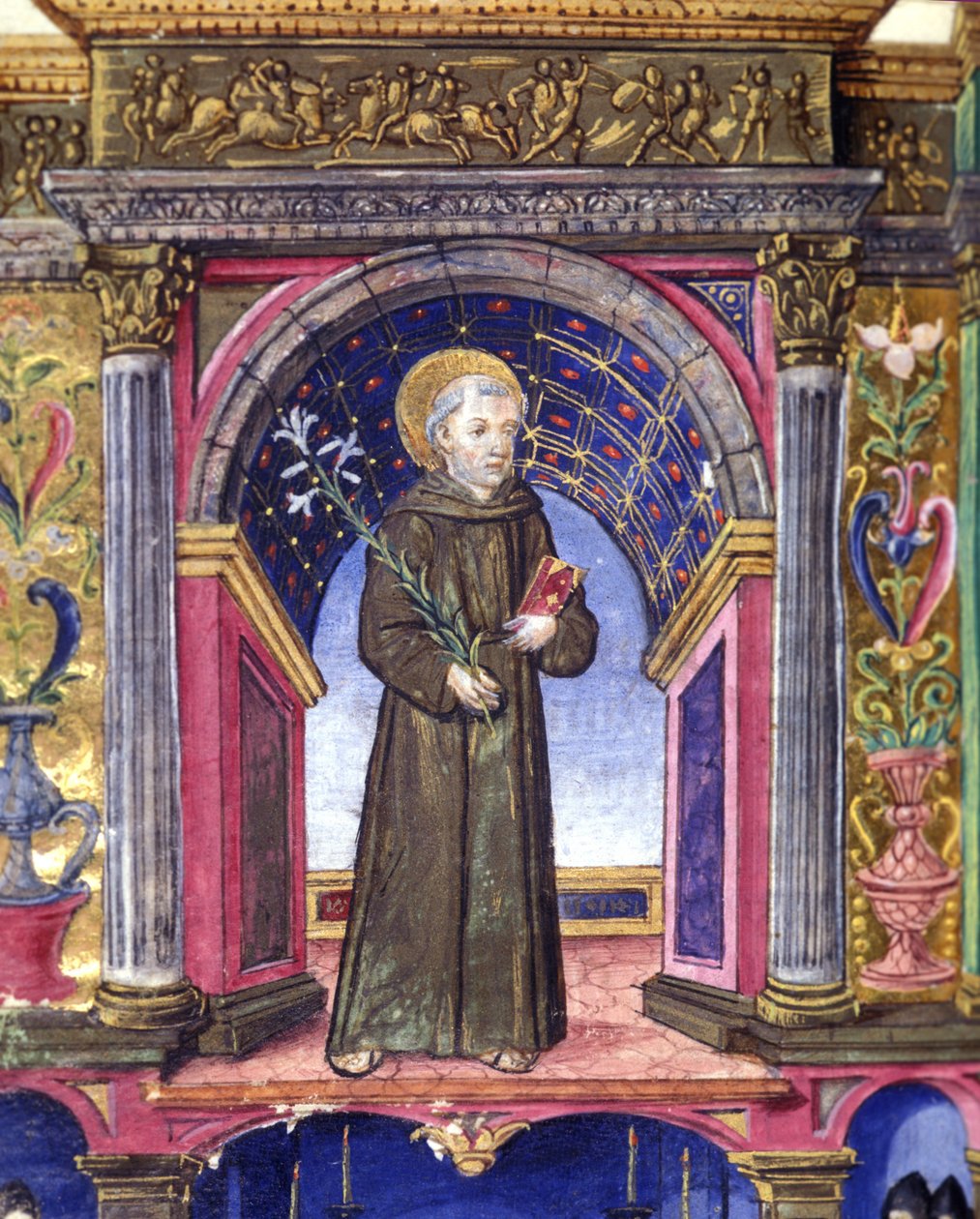 Sankt Antonius av Padua (san antonio di padova). 1400-talsmanuskript. Braidense Nationalbibliotek. Milano av Unknown artist