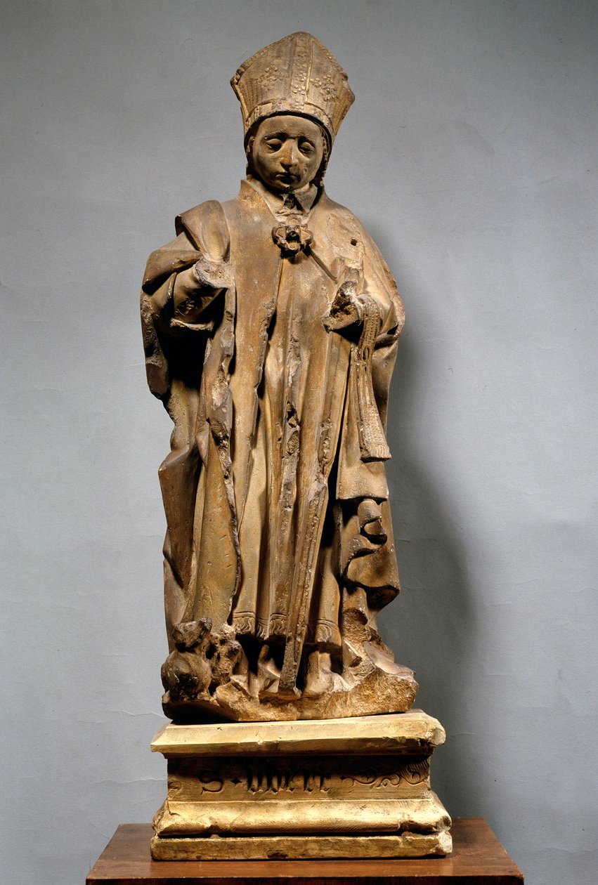 Saint Hubert i eveque Träskulptur av Unknown artist