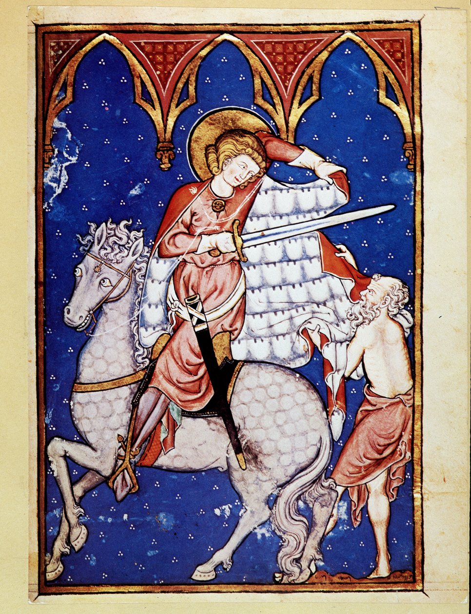Saint Martin delar sin kappa med en fattig man - efter 1200-talets ljus av Unknown artist