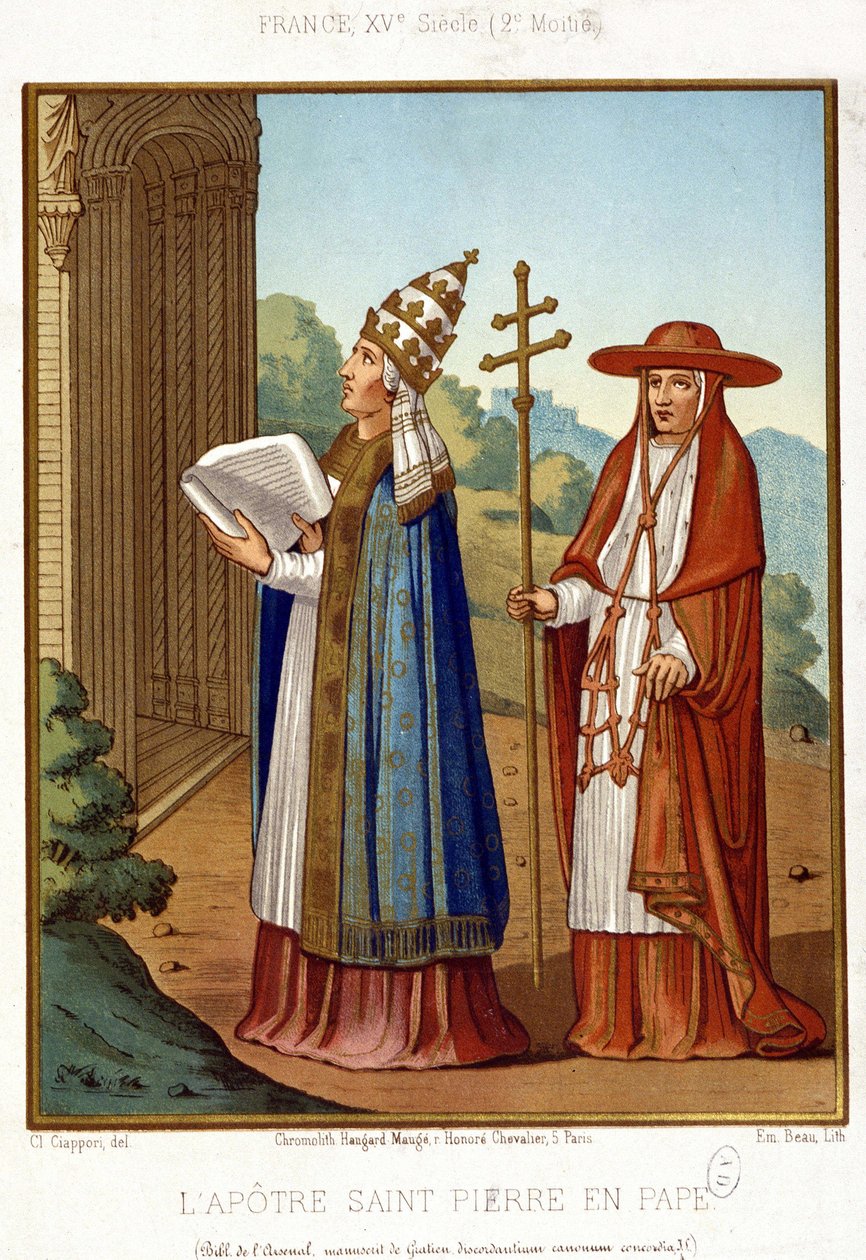 Sankt Peter i påven åtföljd av en kardinal, 1400-talets andra hälft. av Unknown artist