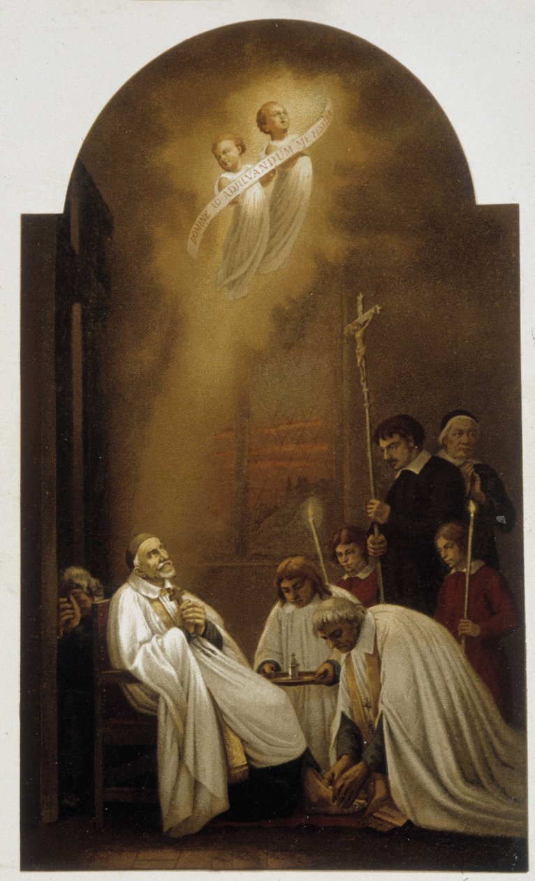 Saint Vincent de Paul i extas med änglar - från en 1800-talsmålning. av Unknown artist