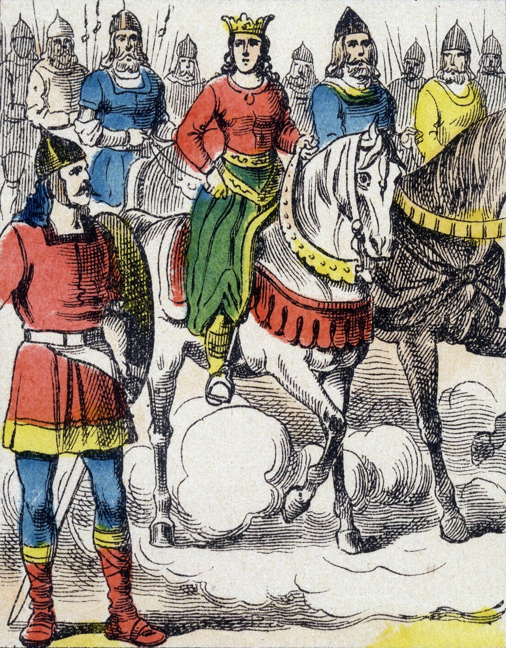 Sainte Clotilde (475-545) flydde från sin farbror Gondebauds, kung av Bourgondes (480-516), som var hans familjs mördare. av Unknown artist