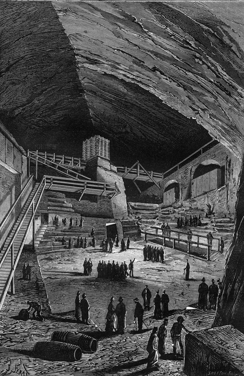 Saltgruvor i Wieliczka, Polen. Gravyr i "Natur" av Unknown artist