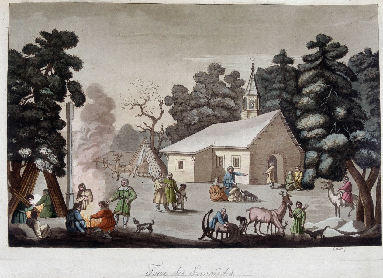 Samoidmässan i Sibirien. I ""Den gamla och moderna kostymen"" av Unknown artist