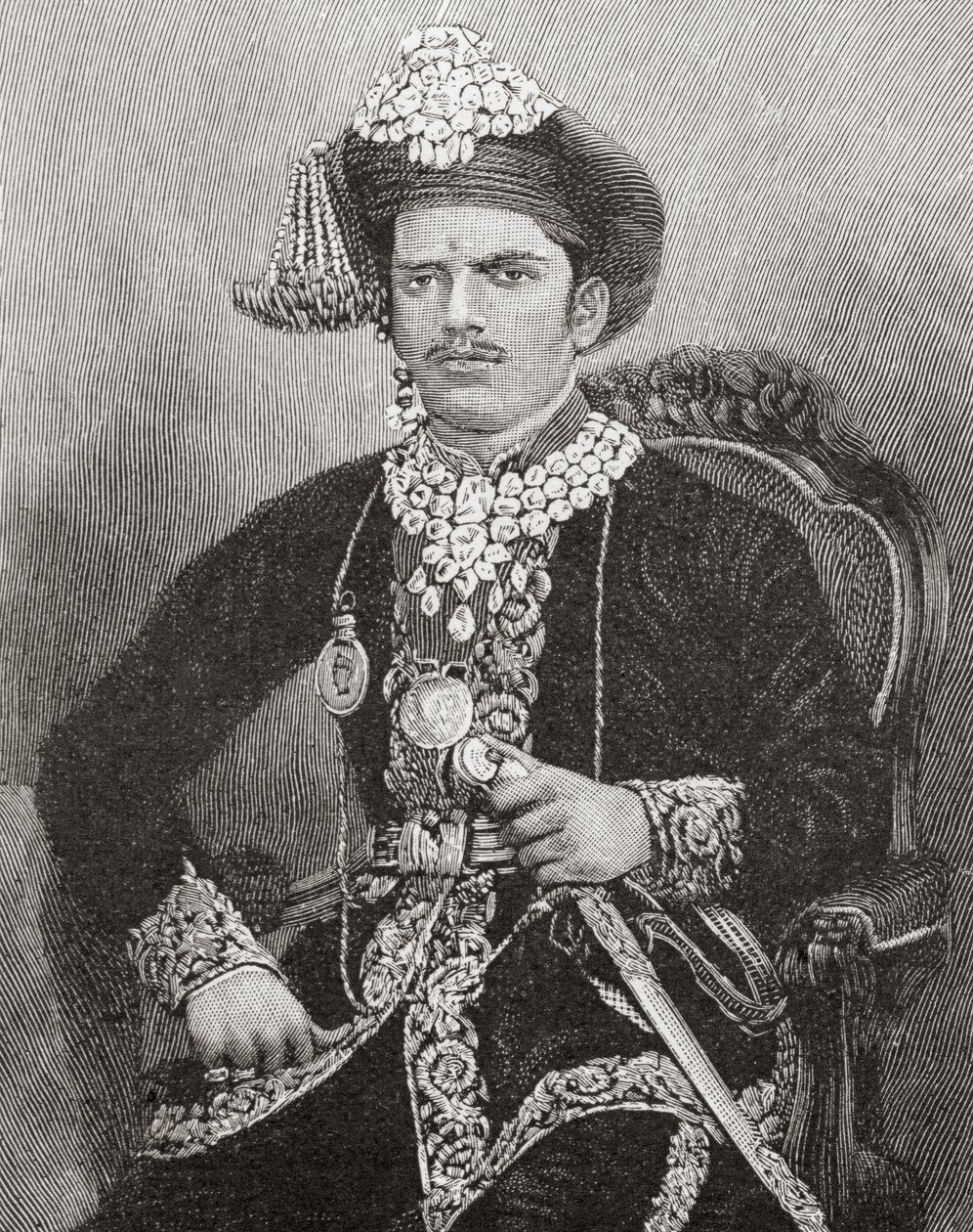 Sayajirao Gaekwad III, 17 år gammal, Maharaja av Baroda State, Indien (gravyr) av Unknown artist