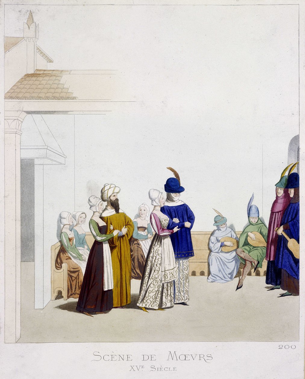 Scene of morals: Karnevalsscen - baserat på ett italienskt manuskript från 1400-talet, Arts Deco. av Unknown artist