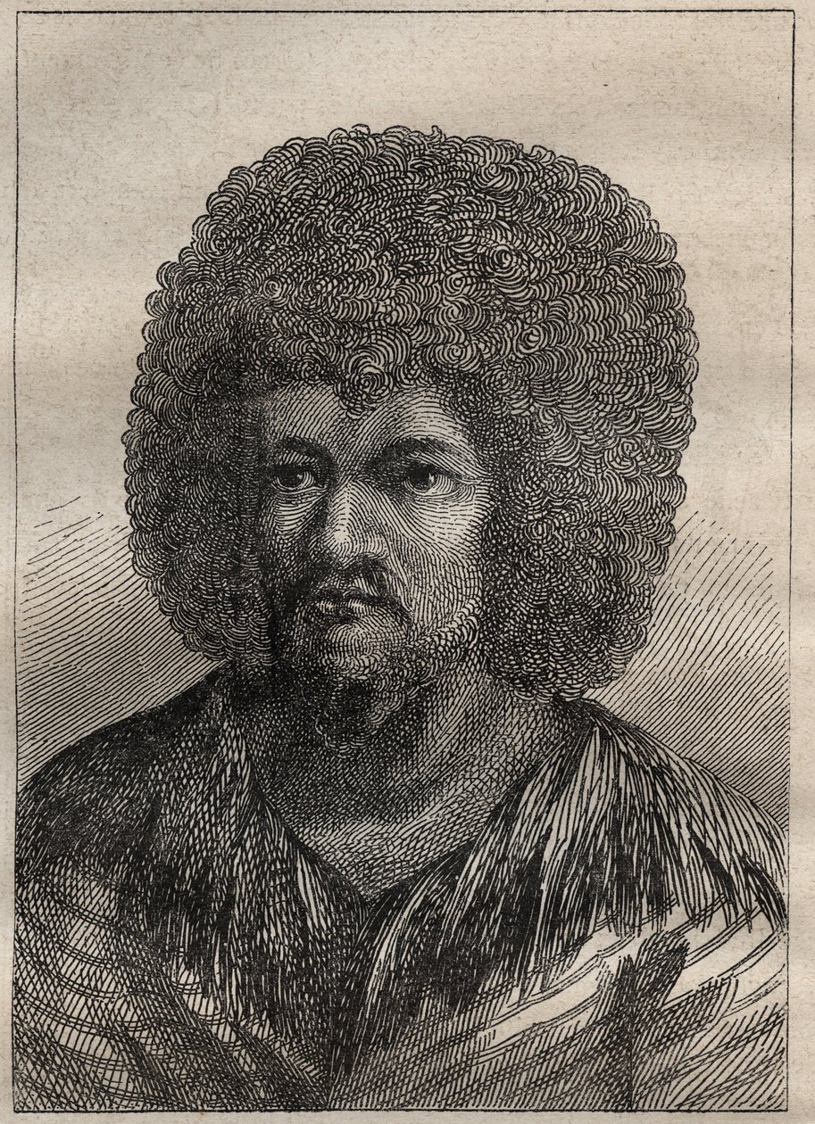 Andra resan (1772-1775) av kapten James Cook (1728-1779): porträtt av O-Too (O Too), kung av Tahiti - illustration hämtad från "The Great Mariners of the 18th century" av Unknown artist