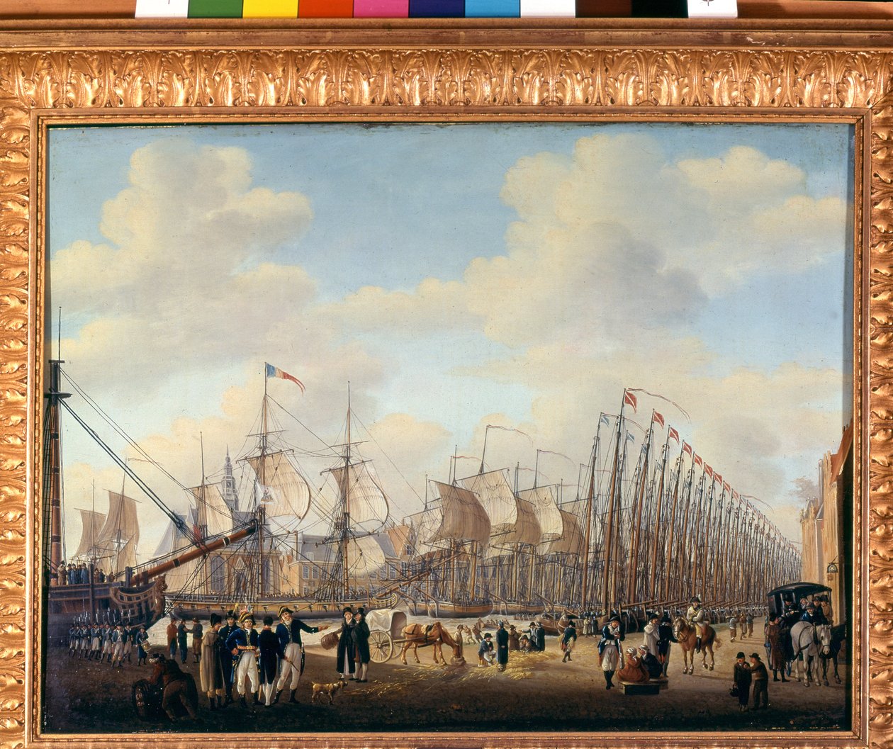 Hemlig flotta från Napoleon I till Flushing (nederländsk hamn) för försöket att invadera England. sd. Början av 1800-talet. Amsterdam, sjöfartsmuseet av Unknown artist