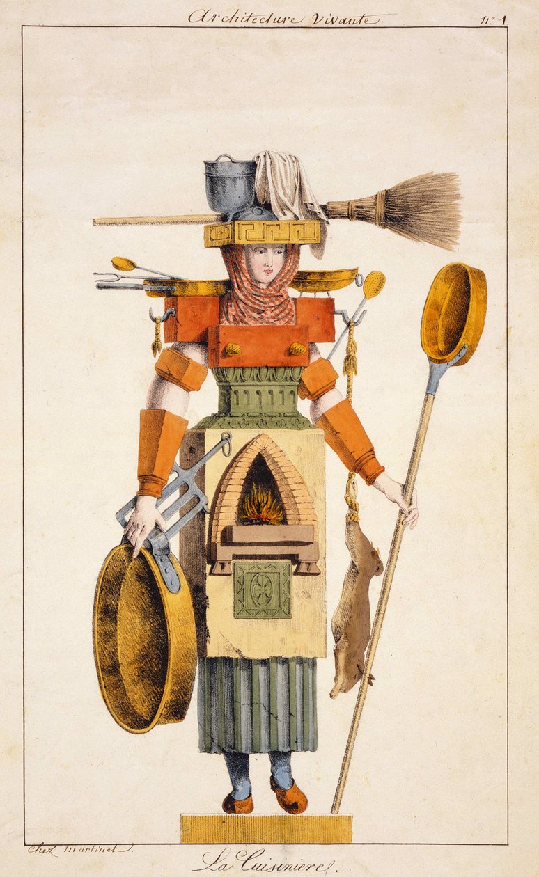 Serien "" Living Architecture"" representerar branscher: Kaminen. gravyr sd. 1800-talet. av Unknown artist