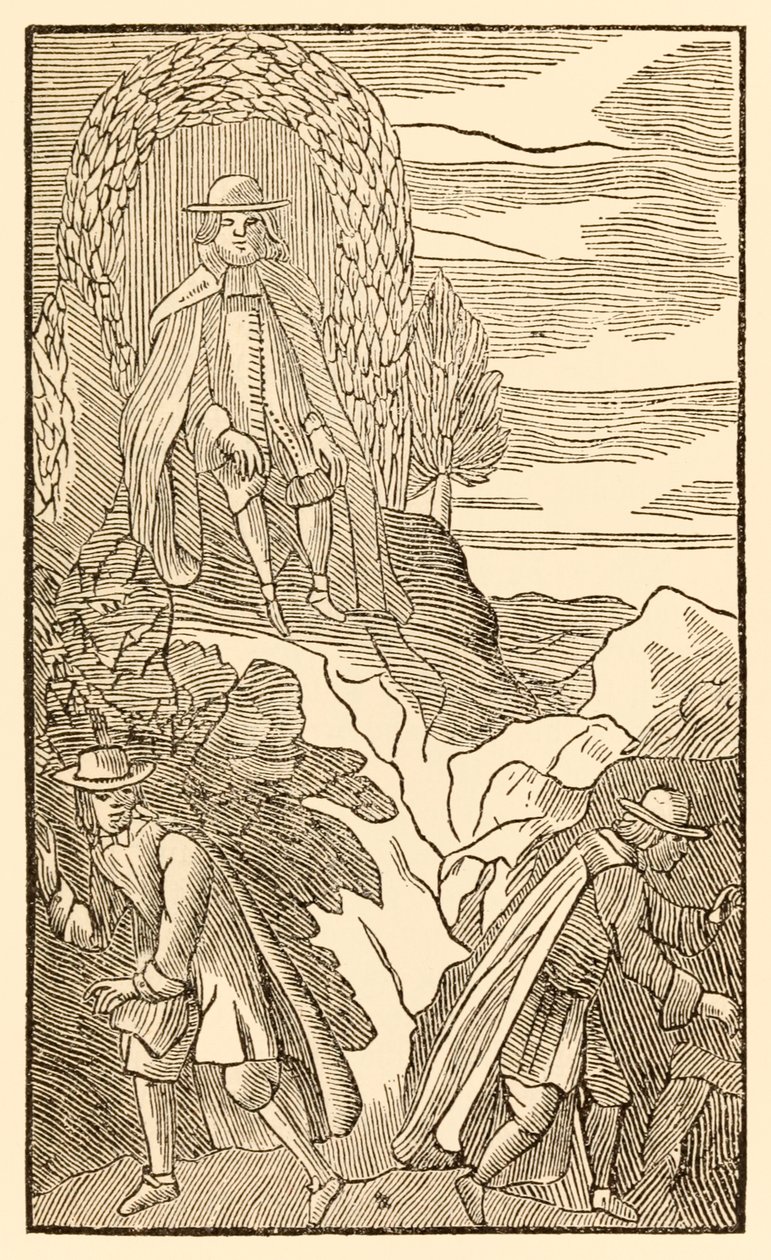 Skall de som har fel börja men rätt sluta? från The Pilgrims Progress From This World, To That What Is To Come av John Bunyan (1628-1688) Christian klättrar upp på kullen med svårigheter att känna rätt pa av Unknown
