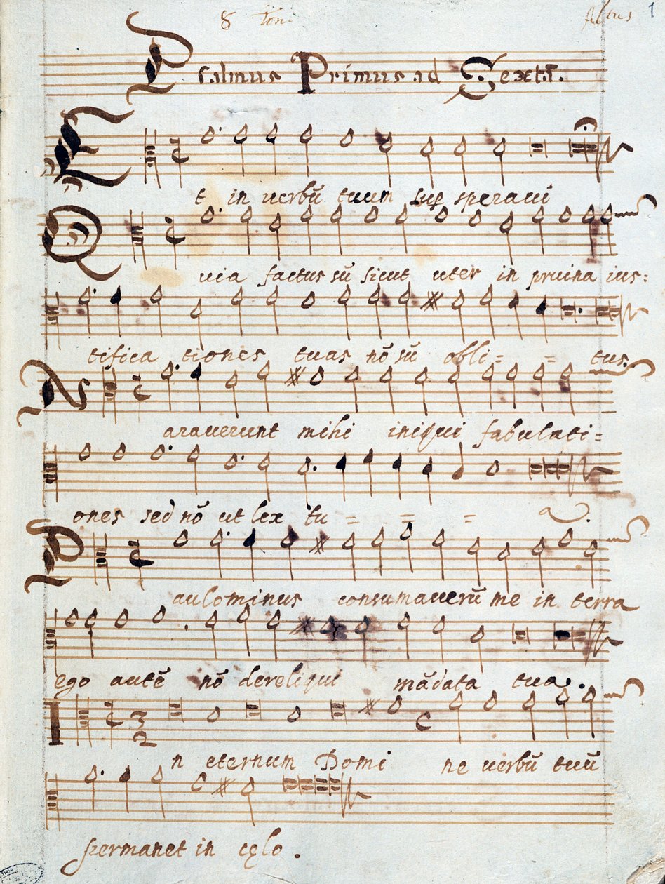 Notblad till Psalm för fyra röster, som tillhörde kardinal Francesco Gonzaga av Unknown artist