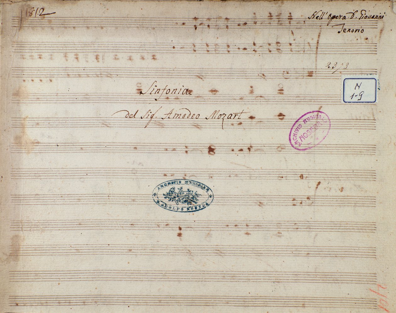 Notblad för Don Giovannis symfoni, opera av Mozart (1812) av Unknown artist