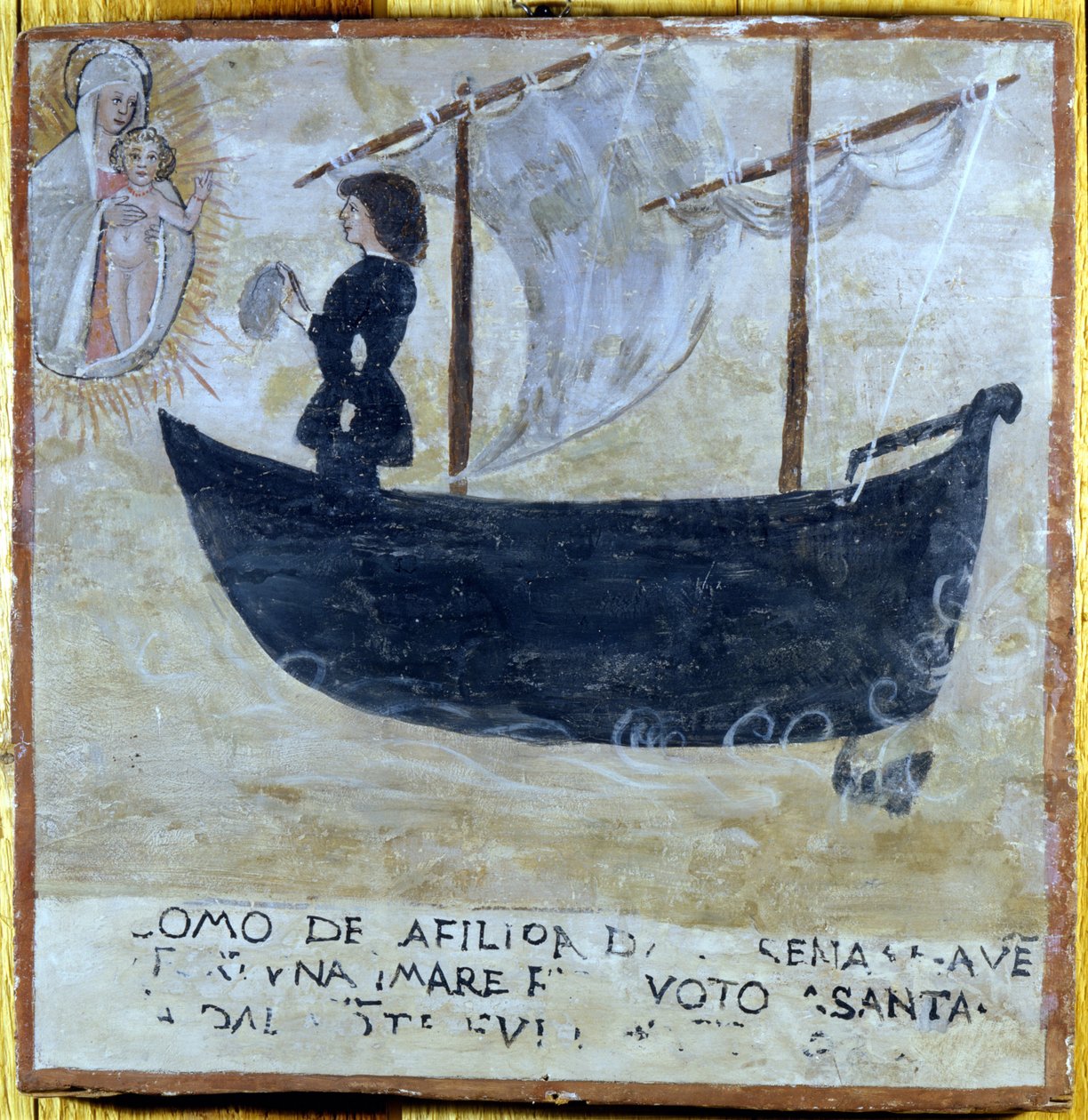 Fartyget räddats från stormen. Ex voto från 1500-talet från Sanctuary of the Madonna del Monte i Cesena (Forlí). av Unknown artist