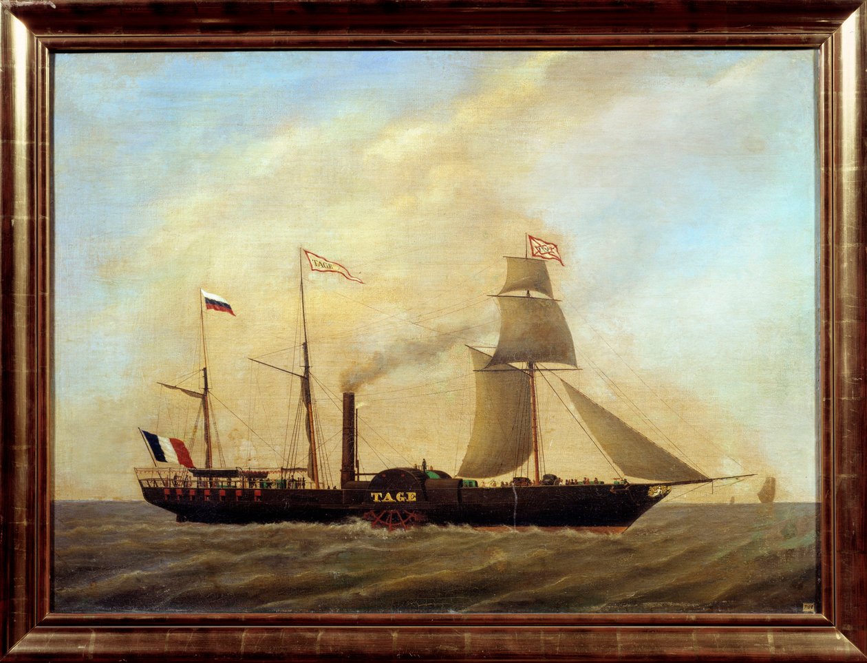 Fartyg med blad på floden Tejo Anonym målning. Marseillemuseet från 1800-talet av Unknown artist