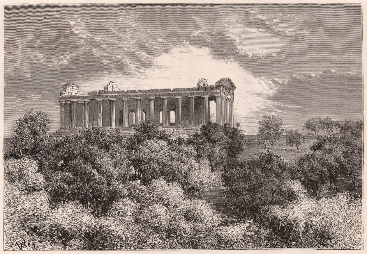 Sidovy av det forntida grekiska Concordtemplet i Agrigento på Sicilien, Italien av Unknown