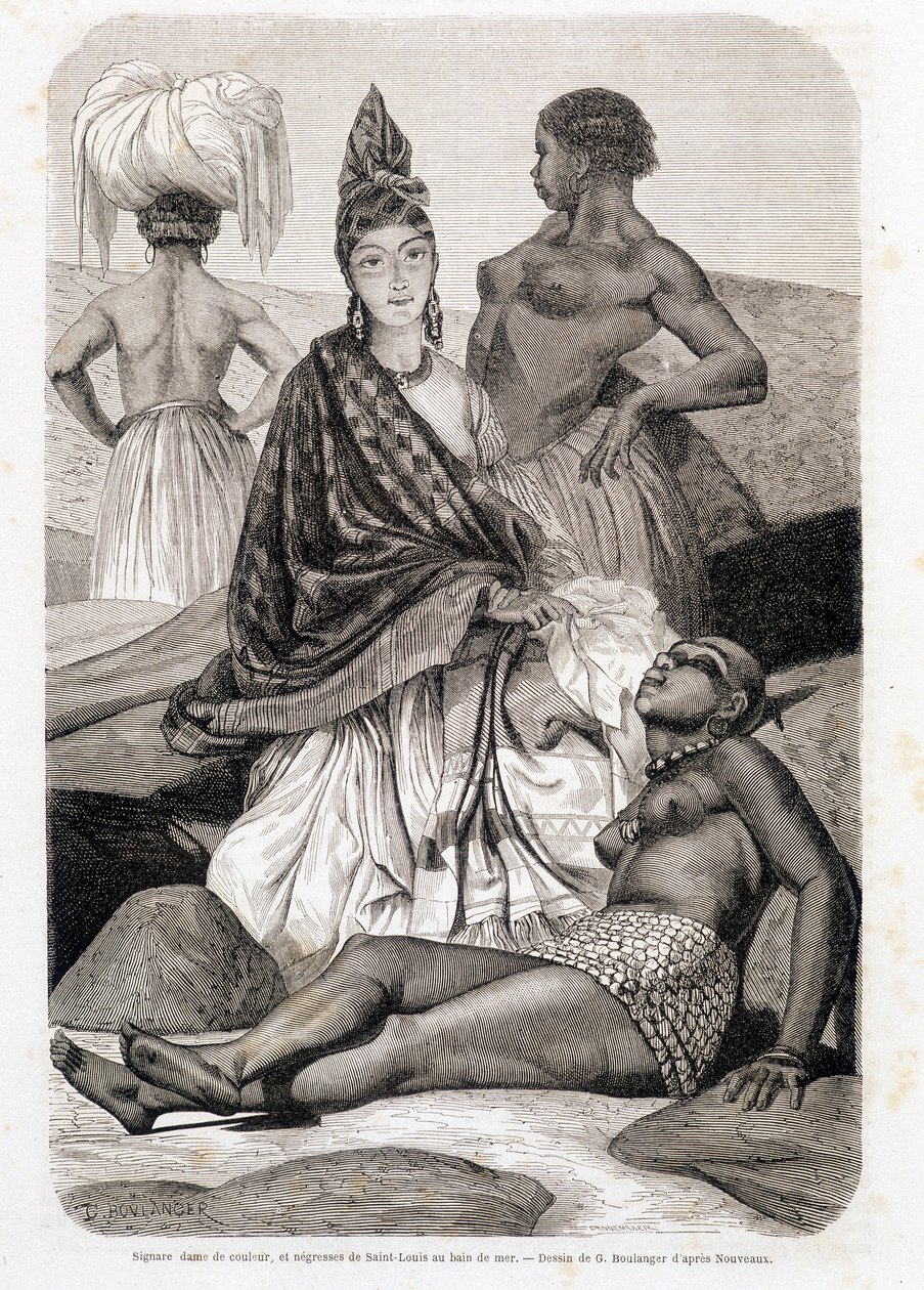 Signare dam av färg och neger av Saint Louis i havsbadet - i "" Le Tour du Monde"" av Unknown artist