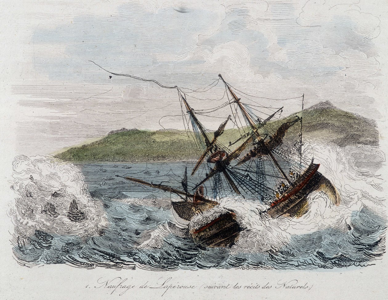 Förlisning av skeppet av Jean-Francois Galaup, greve av La Perouse (Jean Francois Laperouse av Unknown artist